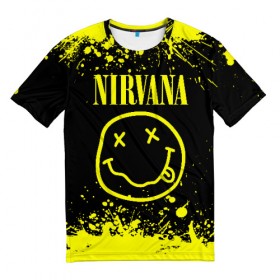 Мужская футболка 3D с принтом Nirvana в Белгороде, 100% полиэфир | прямой крой, круглый вырез горловины, длина до линии бедер | grunge | kurt cobain | nirvana | группы | курт кобейн | музыка | нирвана | рок | смайл | смайлик