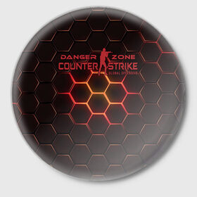 Значок с принтом Counter Strike Danger Zone в Белгороде,  металл | круглая форма, металлическая застежка в виде булавки | Тематика изображения на принте: 