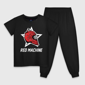 Детская пижама хлопок с принтом Red machine - Красная машина в Белгороде, 100% хлопок |  брюки и футболка прямого кроя, без карманов, на брюках мягкая резинка на поясе и по низу штанин
 | hockey | machine | red | russia | team | красная | машина | россия | сборная | хоккей