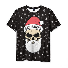 Мужская футболка 3D с принтом Bad Santa в Белгороде, 100% полиэфир | прямой крой, круглый вырез горловины, длина до линии бедер | Тематика изображения на принте: 