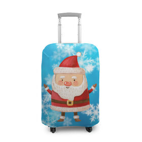 Чехол для чемодана 3D с принтом Милый Санта Клаус вязанный в Белгороде, 86% полиэфир, 14% спандекс | двустороннее нанесение принта, прорези для ручек и колес | 