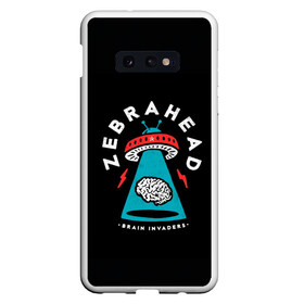 Чехол для Samsung S10E с принтом Zebrahead - Brain Invaders в Белгороде, Силикон | Область печати: задняя сторона чехла, без боковых панелей | album | brain | core | invaders | mind | rapcore | rock | ufo | zebrahead | альбом | зебрахед | мозг