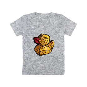 Детская футболка хлопок с принтом Геометрическая уточка в Белгороде, 100% хлопок | круглый вырез горловины, полуприлегающий силуэт, длина до линии бедер | 3d | bird | duck | geometric | геометрия | птица | утка