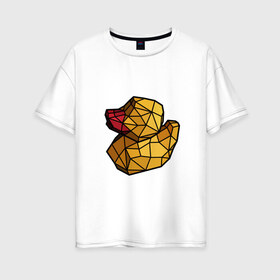 Женская футболка хлопок Oversize с принтом Геометрическая уточка в Белгороде, 100% хлопок | свободный крой, круглый ворот, спущенный рукав, длина до линии бедер
 | 3d | bird | duck | geometric | геометрия | птица | утка