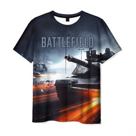 Мужская футболка 3D с принтом BATTLEFIELD в Белгороде, 100% полиэфир | прямой крой, круглый вырез горловины, длина до линии бедер | автомат | битва | битвы | враг | оружия | пистолет | поле | стратегия | тактический | танки | шутер