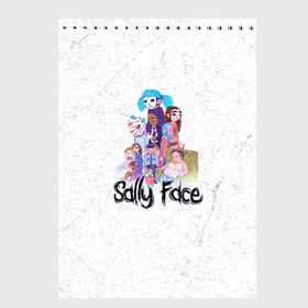 Скетчбук с принтом Sally Face в Белгороде, 100% бумага
 | 48 листов, плотность листов — 100 г/м2, плотность картонной обложки — 250 г/м2. Листы скреплены сверху удобной пружинной спиралью | sally face | гизмо | девид | девочка | игра | лари | ларри | мальчик | маска | мрачная | на лице | пых | с протезом | сал | сали | салли | салли фейс | фейс | фэйс | эддисон | эшли