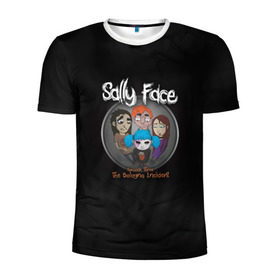 Мужская футболка 3D спортивная с принтом Sally Face в Белгороде, 100% полиэстер с улучшенными характеристиками | приталенный силуэт, круглая горловина, широкие плечи, сужается к линии бедра | sally face | гизмо | девид | девочка | игра | лари | ларри | мальчик | маска | мрачная | на лице | пых | с протезом | сал | сали | салли | салли фейс | фейс | фэйс | эддисон | эшли