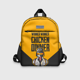 Детский рюкзак 3D с принтом PUBG  в Белгороде, 100% полиэстер | лямки с регулируемой длиной, сверху петелька, чтобы рюкзак можно было повесить на вешалку. Основное отделение закрывается на молнию, как и внешний карман. Внутри дополнительный карман. По бокам два дополнительных кармашка | Тематика изображения на принте: battlegrounds | chicken | chickendinner | dinner | game | pcgaming | playerunknownsbattlegrounds | pubg | videogames | баттл | баттлграунд | куриныйобед | курица | обед | пабг