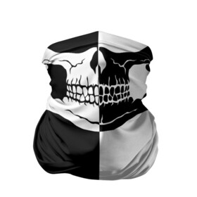 Бандана-труба 3D с принтом ЧЕРЕП в Белгороде, 100% полиэстер, ткань с особыми свойствами — Activecool | плотность 150‒180 г/м2; хорошо тянется, но сохраняет форму | bandana | black | black  white | bones | face | mask | skull | white | бандана | кости | лицо | маска | чб | череп | черный белый