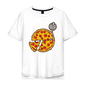 Мужская футболка хлопок Oversize с принтом Пицца Пластинка в Белгороде, 100% хлопок | свободный крой, круглый ворот, “спинка” длиннее передней части | 