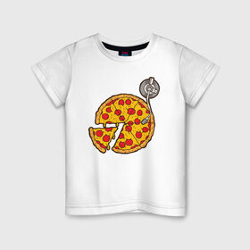 Детская футболка хлопок с принтом Пицца Пластинка в Белгороде, 100% хлопок | круглый вырез горловины, полуприлегающий силуэт, длина до линии бедер | 