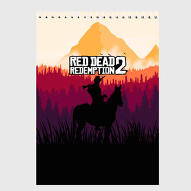 Скетчбук с принтом Red Dead Redemption 2 в Белгороде, 100% бумага
 | 48 листов, плотность листов — 100 г/м2, плотность картонной обложки — 250 г/м2. Листы скреплены сверху удобной пружинной спиралью | game | gamer | rdr2 | red dead redemption 2 | rockstar studios | игры | ковбой