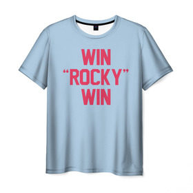 Мужская футболка 3D с принтом Win Rocky win в Белгороде, 100% полиэфир | прямой крой, круглый вырез горловины, длина до линии бедер | rocky | бокс | кино | рокки | сильвестр | спорт | сталлоне | фильм