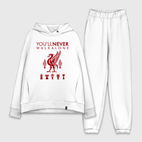 Женский костюм хлопок Oversize с принтом Ливерпуль в Белгороде,  |  | anfield | liverpool | liverpool fc | the reds | you ll never walk a | клубная | красные | ливерпуль | мерсисайдцы | фанатская | футбольная | футбольный клуб | футбольный клуб ливерпуль | энфилд