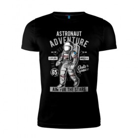 Мужская футболка премиум с принтом Космонавт в Белгороде, 92% хлопок, 8% лайкра | приталенный силуэт, круглый вырез ворота, длина до линии бедра, короткий рукав | астронавт | в космосе | космонавт | космос