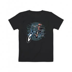 Детская футболка хлопок с принтом Велосипед в Белгороде, 100% хлопок | круглый вырез горловины, полуприлегающий силуэт, длина до линии бедер | Тематика изображения на принте: 