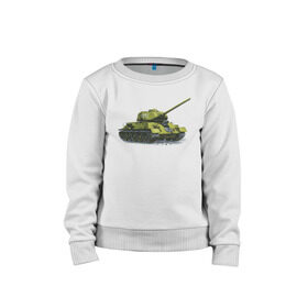Детский свитшот хлопок с принтом Зимний Танк в Белгороде, 100% хлопок | круглый вырез горловины, эластичные манжеты, пояс и воротник | war | бмп | броня | военный | война | зеленый | оборона | онлайн | оружие | снежный | танк | танки | танки онлайн | танчики