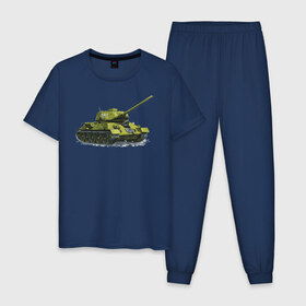 Мужская пижама хлопок с принтом Зимний Танк в Белгороде, 100% хлопок | брюки и футболка прямого кроя, без карманов, на брюках мягкая резинка на поясе и по низу штанин
 | war | бмп | броня | военный | война | зеленый | оборона | онлайн | оружие | снежный | танк | танки | танки онлайн | танчики