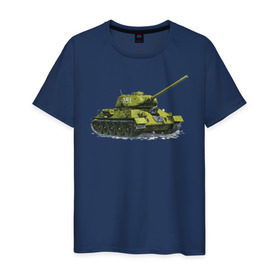 Мужская футболка хлопок с принтом Зимний Танк в Белгороде, 100% хлопок | прямой крой, круглый вырез горловины, длина до линии бедер, слегка спущенное плечо. | war | бмп | броня | военный | война | зеленый | оборона | онлайн | оружие | снежный | танк | танки | танки онлайн | танчики