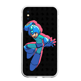 Чехол для iPhone XS Max матовый с принтом Mega Man (pixel art) Black в Белгороде, Силикон | Область печати: задняя сторона чехла, без боковых панелей | 8 bit | 8bit | art | dendy | famicom | game | games | japan | japanese | man | mega | mega man | megaman | nes | pixel | pixel art | pixelart | retro | video games | videogames