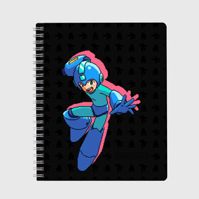 Тетрадь с принтом Mega Man (pixel art) Black в Белгороде, 100% бумага | 48 листов, плотность листов — 60 г/м2, плотность картонной обложки — 250 г/м2. Листы скреплены сбоку удобной пружинной спиралью. Уголки страниц и обложки скругленные. Цвет линий — светло-серый
 | 8 bit | 8bit | art | dendy | famicom | game | games | japan | japanese | man | mega | mega man | megaman | nes | pixel | pixel art | pixelart | retro | video games | videogames