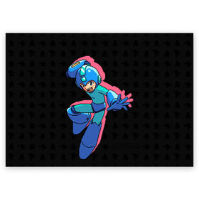Поздравительная открытка с принтом Mega Man (pixel art) Black в Белгороде, 100% бумага | плотность бумаги 280 г/м2, матовая, на обратной стороне линовка и место для марки
 | 8 bit | 8bit | art | dendy | famicom | game | games | japan | japanese | man | mega | mega man | megaman | nes | pixel | pixel art | pixelart | retro | video games | videogames