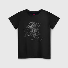 Детская футболка хлопок с принтом Белая медуза векторный рисунок в Белгороде, 100% хлопок | круглый вырез горловины, полуприлегающий силуэт, длина до линии бедер | art | medusa | vector | абстракция | вектор | медуза | щупальца