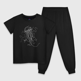Детская пижама хлопок с принтом Белая медуза векторный рисунок в Белгороде, 100% хлопок |  брюки и футболка прямого кроя, без карманов, на брюках мягкая резинка на поясе и по низу штанин
 | art | medusa | vector | абстракция | вектор | медуза | щупальца