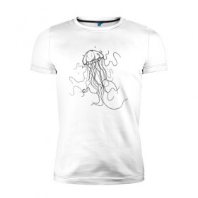 Мужская футболка премиум с принтом Черная медуза векторный рисуно в Белгороде, 92% хлопок, 8% лайкра | приталенный силуэт, круглый вырез ворота, длина до линии бедра, короткий рукав | art | meduza | абстракция.vector | вектор | медуза | щупальца