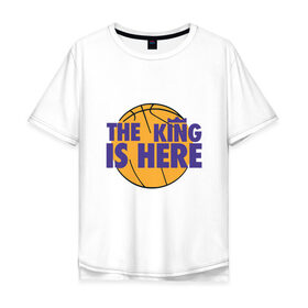Мужская футболка хлопок Oversize с принтом Lakers - Король здесь в Белгороде, 100% хлопок | свободный крой, круглый ворот, “спинка” длиннее передней части | cavaliers | cleveland | coach | james | king | lakers | lebron | los angeles | nba | player | slam dunk | sport | team | баскетбол | борода | джеймс | игрок | кавальерс | калиф | кливленд | король | леброн | лейкерс | лос анджелес | нба | слэм д