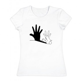 Женская футболка хлопок с принтом Тень кролика в Белгороде, 100% хлопок | прямой крой, круглый вырез горловины, длина до линии бедер, слегка спущенное плечо | 