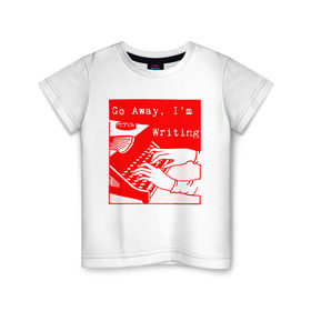 Детская футболка хлопок с принтом go away, I`m Writting в Белгороде, 100% хлопок | круглый вырез горловины, полуприлегающий силуэт, длина до линии бедер | журналист | новости