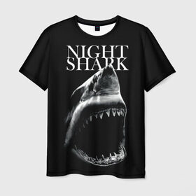 Мужская футболка 3D с принтом Night shark в Белгороде, 100% полиэфир | прямой крой, круглый вырез горловины, длина до линии бедер | death | great white shark | monster | ocean | power | shark | акула | бездна | глубина | море | мощь | океан | сила | чудовище