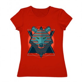Женская футболка хлопок с принтом Абстрактный волк в Белгороде, 100% хлопок | прямой крой, круглый вырез горловины, длина до линии бедер, слегка спущенное плечо | 