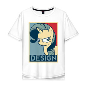 Мужская футболка хлопок Oversize с принтом Рарити в Белгороде, 100% хлопок | свободный крой, круглый ворот, “спинка” длиннее передней части | design | mlp | my little pony | pony | rarity | млп | мой маленький пони | пони | рарити