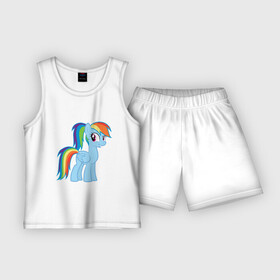Детская пижама с шортами хлопок с принтом Радуга Дэш в Белгороде,  |  | my little pony | pony | rainbow dash | дружба – это чудо | дружба. пони | дэш | кобылка | морская пони | пегас | радуга | элемент верности