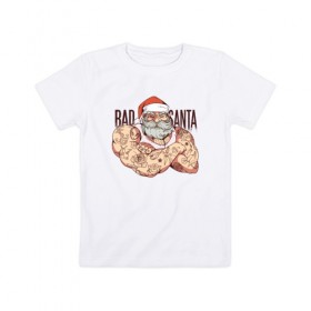 Детская футболка хлопок с принтом Плохой Санта в Белгороде, 100% хлопок | круглый вырез горловины, полуприлегающий силуэт, длина до линии бедер | Тематика изображения на принте: 