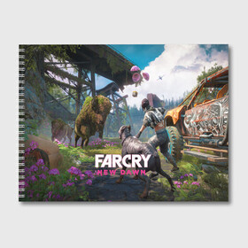 Альбом для рисования с принтом FARCRYNEW DAWN в Белгороде, 100% бумага
 | матовая бумага, плотность 200 мг. | Тематика изображения на принте: far cry | far cry 5 | far cry new dawn | far cry primal | farcry | fc 5 | fc5 | game | new dawn | primal | игры | постапокалипсис | фар край | фар край 5