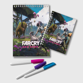 Блокнот с принтом FARCRYNEW DAWN в Белгороде, 100% бумага | 48 листов, плотность листов — 60 г/м2, плотность картонной обложки — 250 г/м2. Листы скреплены удобной пружинной спиралью. Цвет линий — светло-серый
 | far cry | far cry 5 | far cry new dawn | far cry primal | farcry | fc 5 | fc5 | game | new dawn | primal | игры | постапокалипсис | фар край | фар край 5