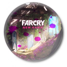 Значок с принтом FARCRY NEW DAWN в Белгороде,  металл | круглая форма, металлическая застежка в виде булавки | Тематика изображения на принте: 