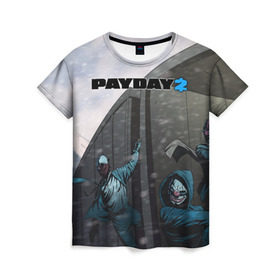 Женская футболка 3D с принтом Payday 2 в Белгороде, 100% полиэфир ( синтетическое хлопкоподобное полотно) | прямой крой, круглый вырез горловины, длина до линии бедер | 