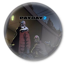 Значок с принтом Payday 2 в Белгороде,  металл | круглая форма, металлическая застежка в виде булавки | 