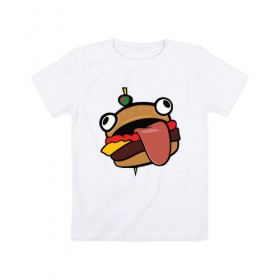 Детская футболка хлопок с принтом Durr burger в Белгороде, 100% хлопок | круглый вырез горловины, полуприлегающий силуэт, длина до линии бедер | battle | durrr | fastfood | fortnite | royale | бургер | еда | фастфуд