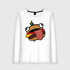 Женский лонгслив хлопок с принтом Durr burger в Белгороде, 100% хлопок |  | battle | durrr | fastfood | fortnite | royale | бургер | еда | фастфуд