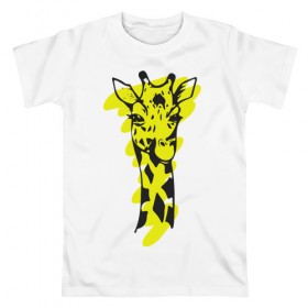 Мужская футболка хлопок с принтом Жираф в Белгороде, 100% хлопок | прямой крой, круглый вырез горловины, длина до линии бедер, слегка спущенное плечо. | 