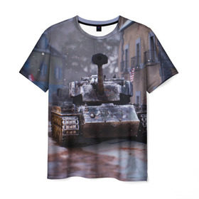 Мужская футболка 3D с принтом Танк в засаде в Белгороде, 100% полиэфир | прямой крой, круглый вырез горловины, длина до линии бедер | 9 мая | cs | winner | wot | армия | бронетехника | вов | день победы | зима | игра | контра | оружие | победитель | танки | танки онлайн | танкист | танковые войска