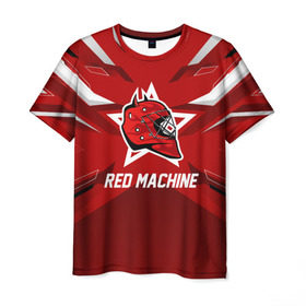 Мужская футболка 3D с принтом Red machine в Белгороде, 100% полиэфир | прямой крой, круглый вырез горловины, длина до линии бедер | hockey | national | red machine | russia | team | красная машина | россия | сборная | хоккей | хоккейная