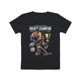 Детская футболка хлопок с принтом Хоккей в Белгороде, 100% хлопок | круглый вырез горловины, полуприлегающий силуэт, длина до линии бедер | hokkey | хоккеист | хоккей