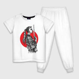 Детская пижама хлопок с принтом Самурай в Белгороде, 100% хлопок |  брюки и футболка прямого кроя, без карманов, на брюках мягкая резинка на поясе и по низу штанин
 | аниме | катана | самурай | япония