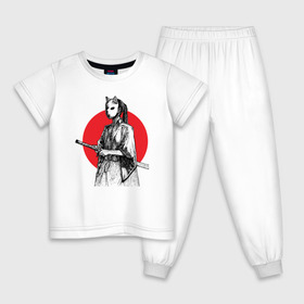 Детская пижама хлопок с принтом Самурай в Белгороде, 100% хлопок |  брюки и футболка прямого кроя, без карманов, на брюках мягкая резинка на поясе и по низу штанин
 | аниме | катана | самурай | япония